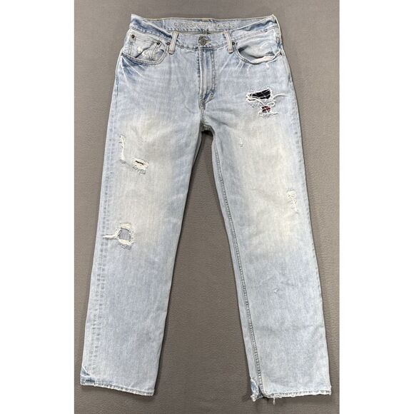 American Eagle Outfitters Other - American Eagle‎ Jeans Mens Sz 34x34 (33x32) Low Loose Distressed Thrashed Grunge